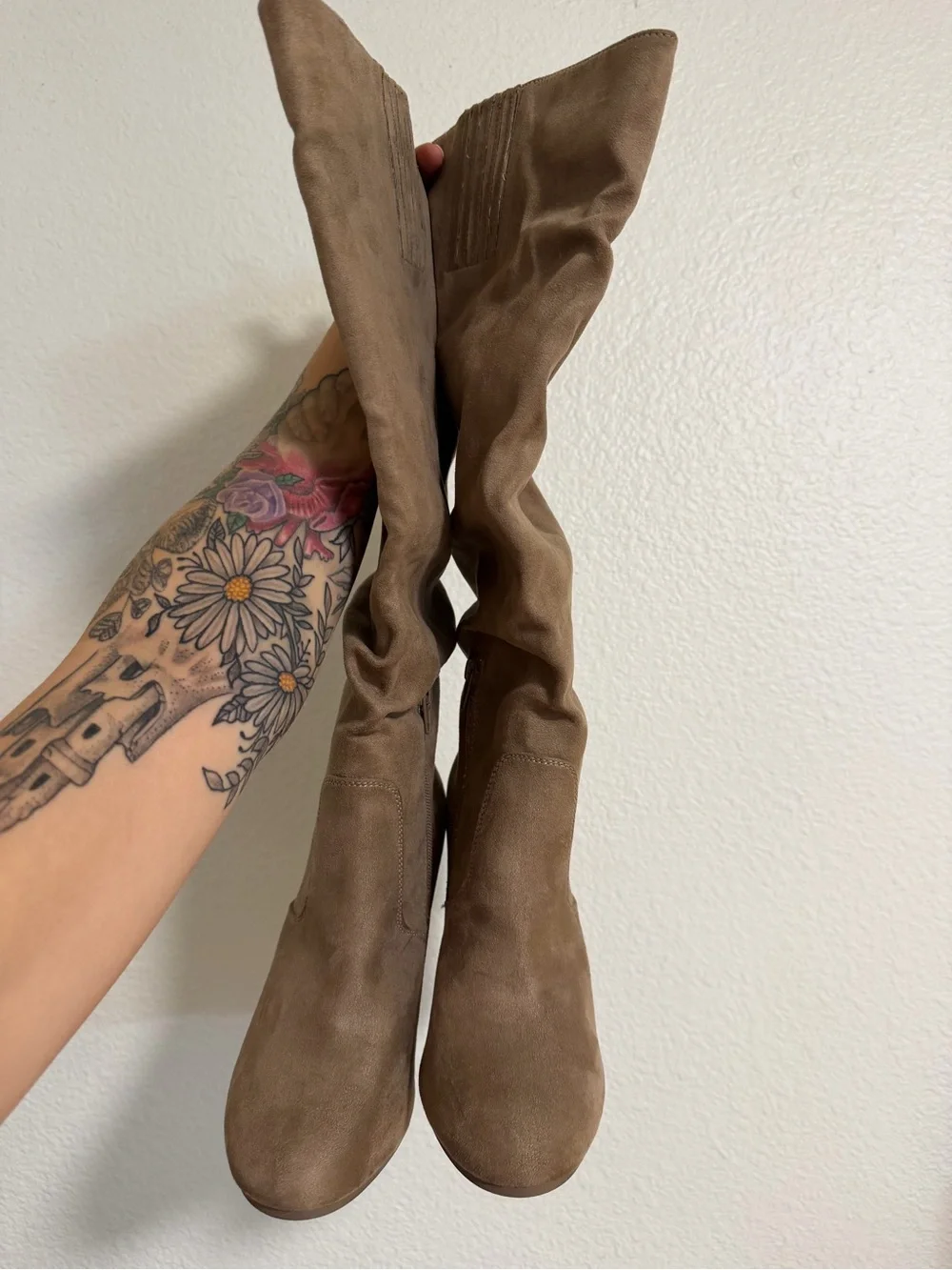 Women’s Brown Suede Knee-High Block Heel Boots
